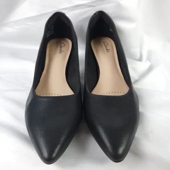 NWT CLARKS COLLECTION Women Linvale Jerica Slip On Leather Pump Black 8 US/39EU - Picture 1 of 5